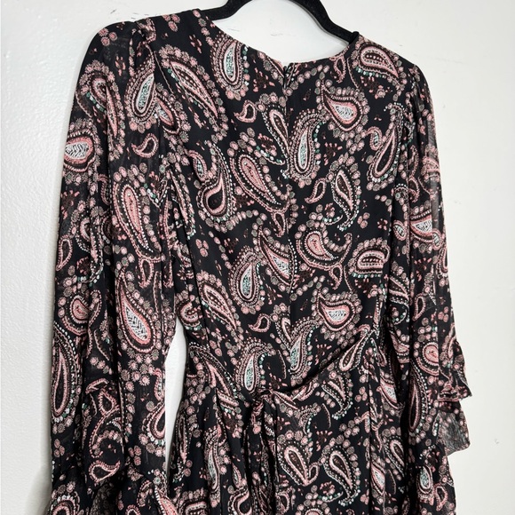 Betsey Johnson womens 8 midi bambi bell sleeves paisley print dress witchy vamp - Picture 4 of 12